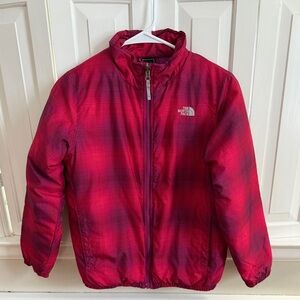 Girls plaid north face puffer jacket sz large